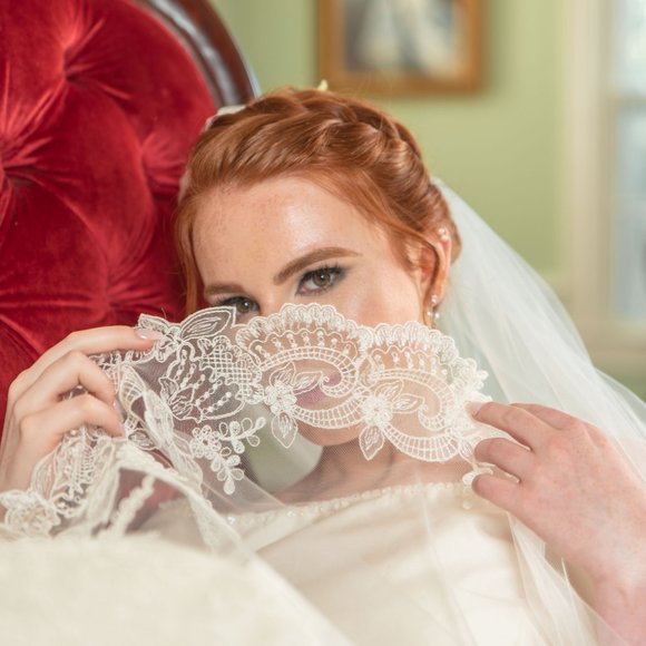 Cathedral Length Ivory Lace Edge Wedding Veil
